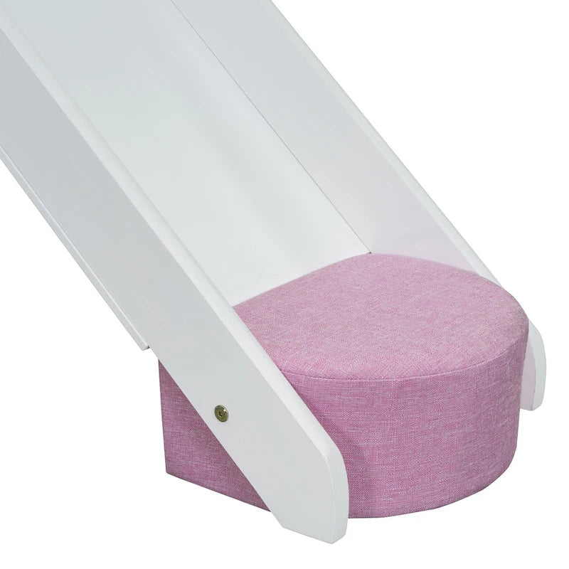 Lit mezzanine en forme de maison avec tente, toboggan et étagères de rangement