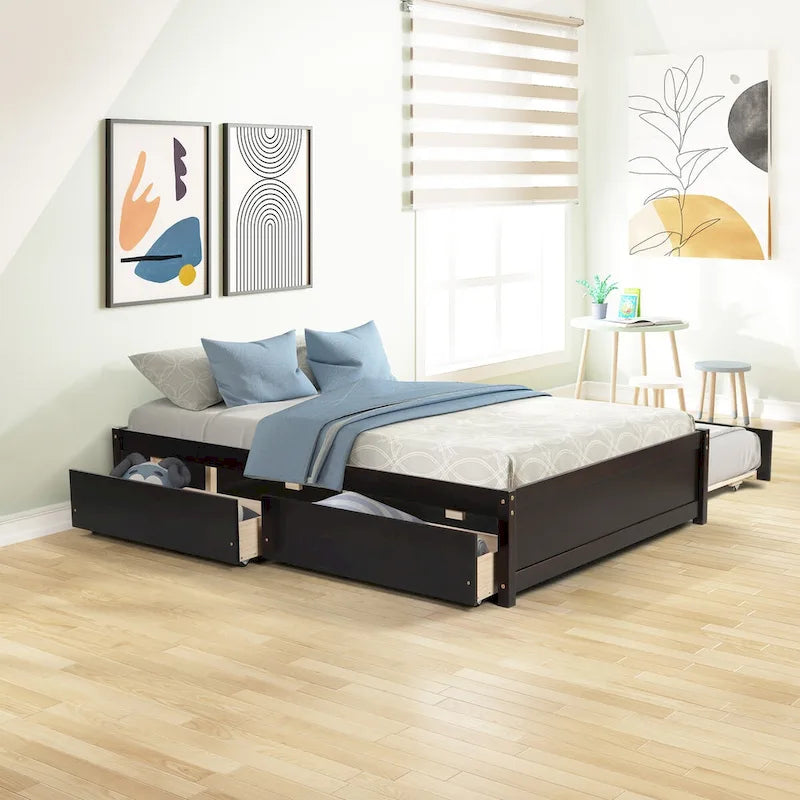 Struttura letto con letto estraibile Twin e due cassetti portaoggetti