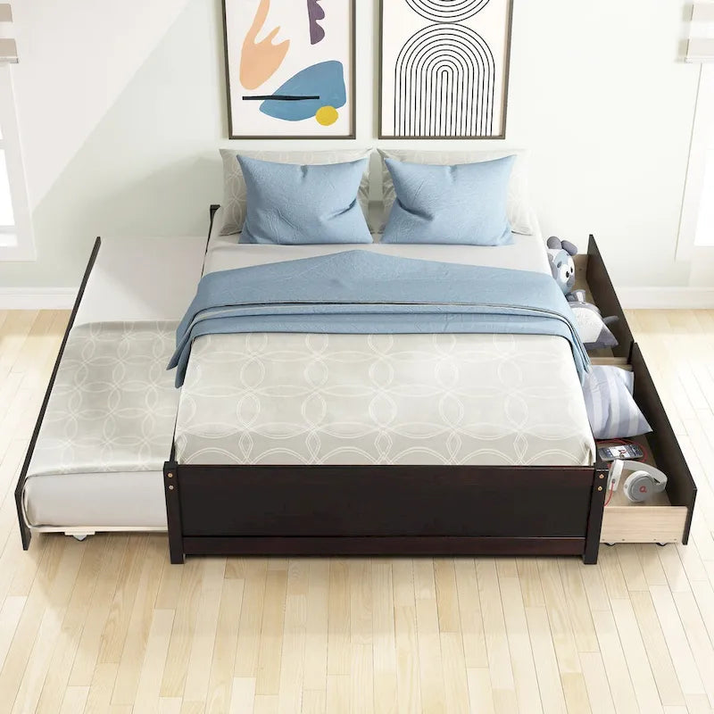 Struttura letto con letto estraibile Twin e due cassetti portaoggetti