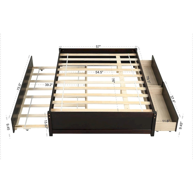 Struttura letto con letto estraibile Twin e due cassetti portaoggetti