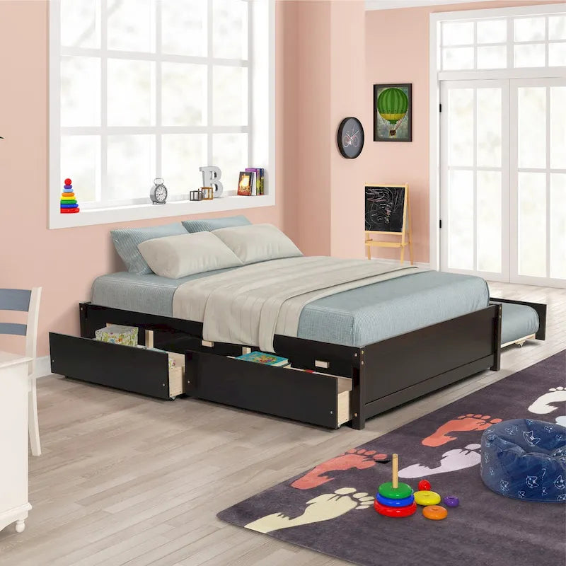Struttura letto con letto estraibile Twin e due cassetti portaoggetti