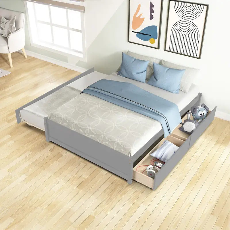 Struttura letto con letto estraibile Twin e due cassetti portaoggetti