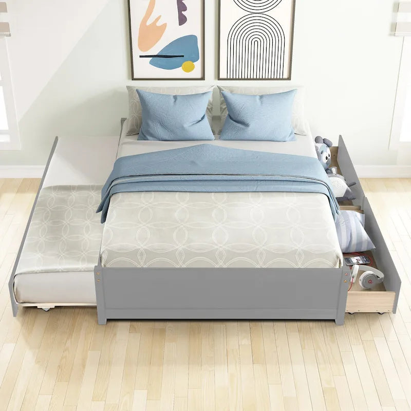 Struttura letto con letto estraibile Twin e due cassetti portaoggetti
