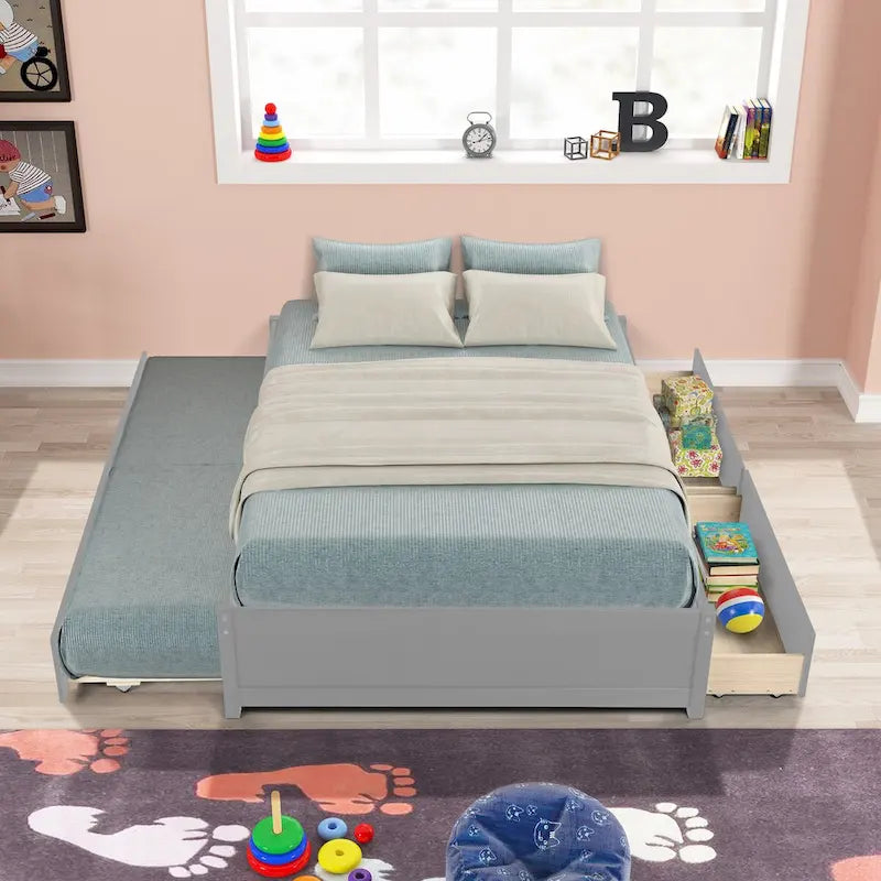 Struttura letto con letto estraibile Twin e due cassetti portaoggetti