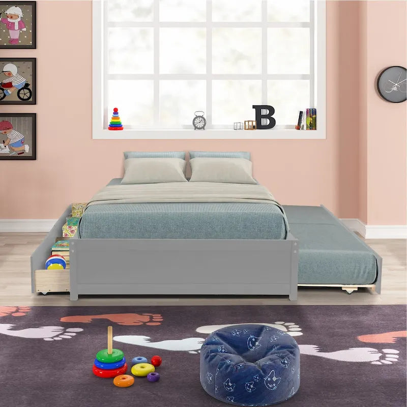 Struttura letto con letto estraibile Twin e due cassetti portaoggetti
