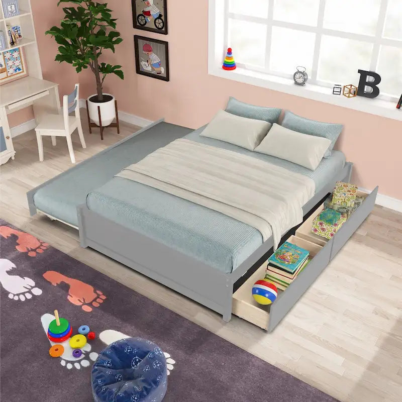 Struttura letto con letto estraibile Twin e due cassetti portaoggetti