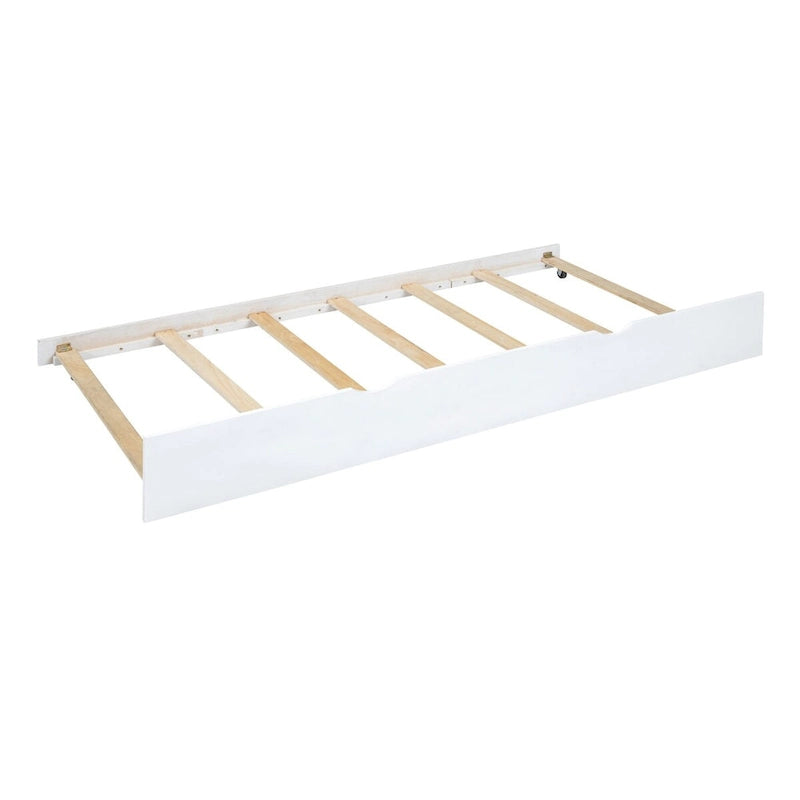 Litera individual sobre individual con cama nido, escritorio, cajones de almacenamiento y puertos USB