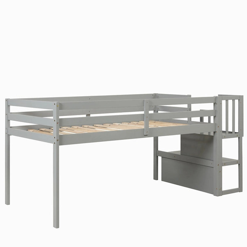 Loft Bed with Staircase and Built-In Storage Steps