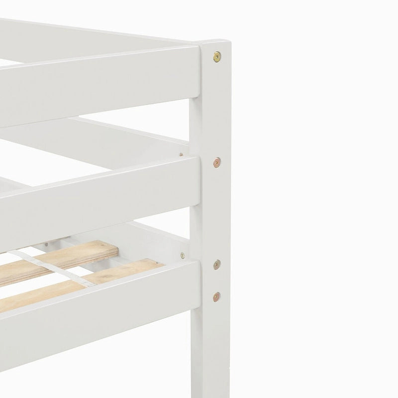 Letto a soppalco con scala e gradini contenitore integrati