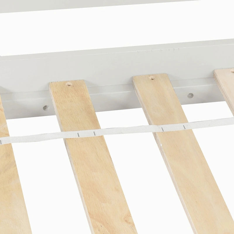 Letto a soppalco con scala e gradini contenitore integrati