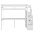 Cama alta individual con escalera de almacenamiento y escritorio incorporado