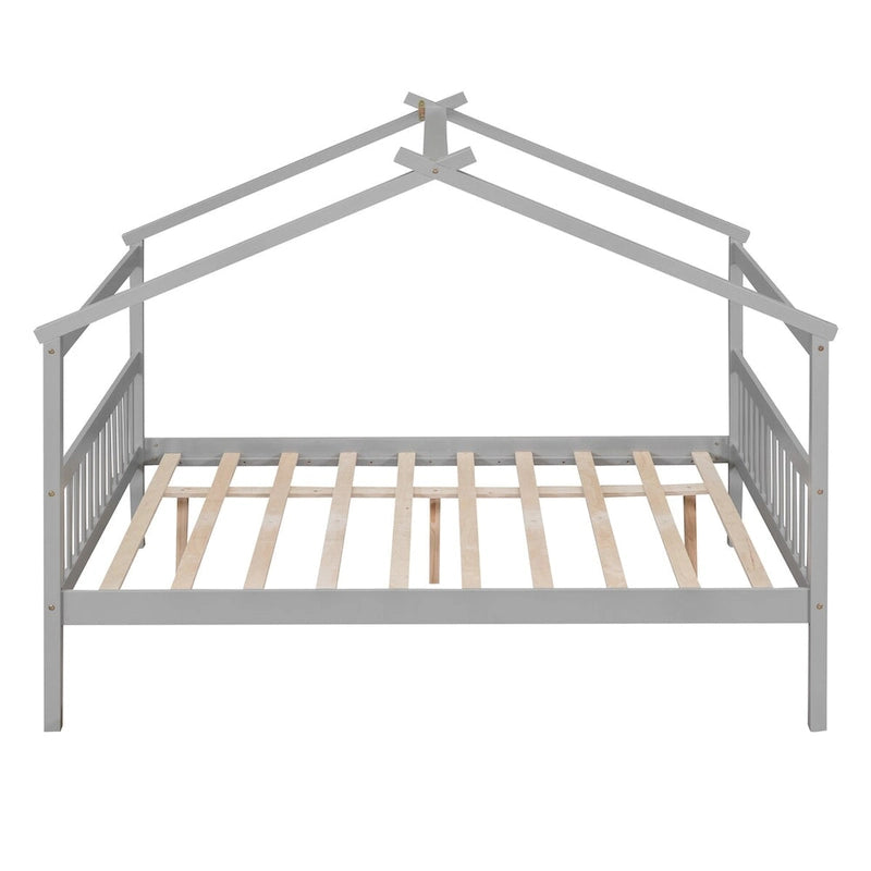 Hausförmiges Tagesbett aus Holz mit Ausziehbett — Full + Twin