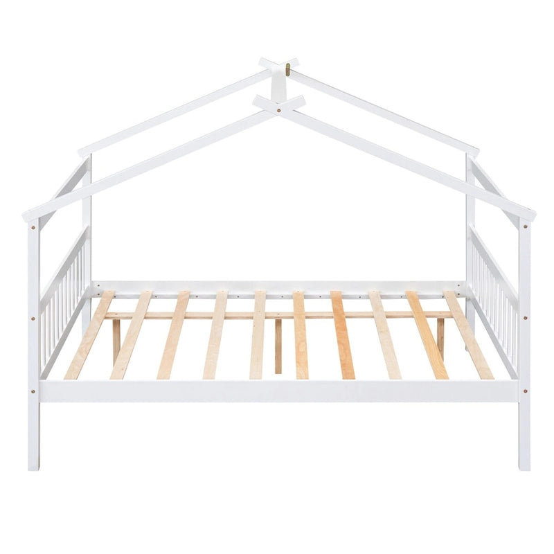 Hausförmiges Tagesbett aus Holz mit Ausziehbett — Full + Twin