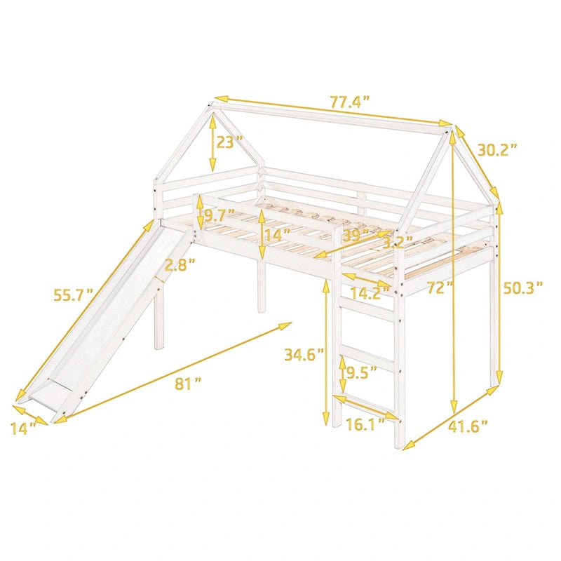Twin Loft Bed with Slide