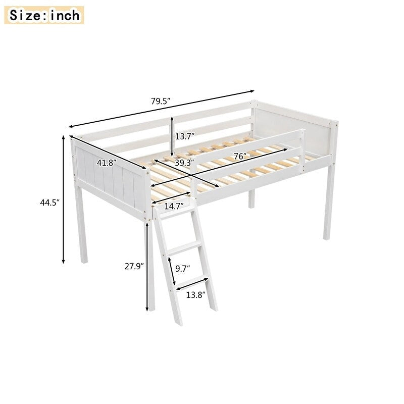 Letto a soppalco basso con scaletta convertibile