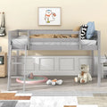 Low Loft Bed with Convertible Ladder