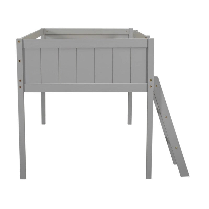 Low Loft Bed with Convertible Ladder