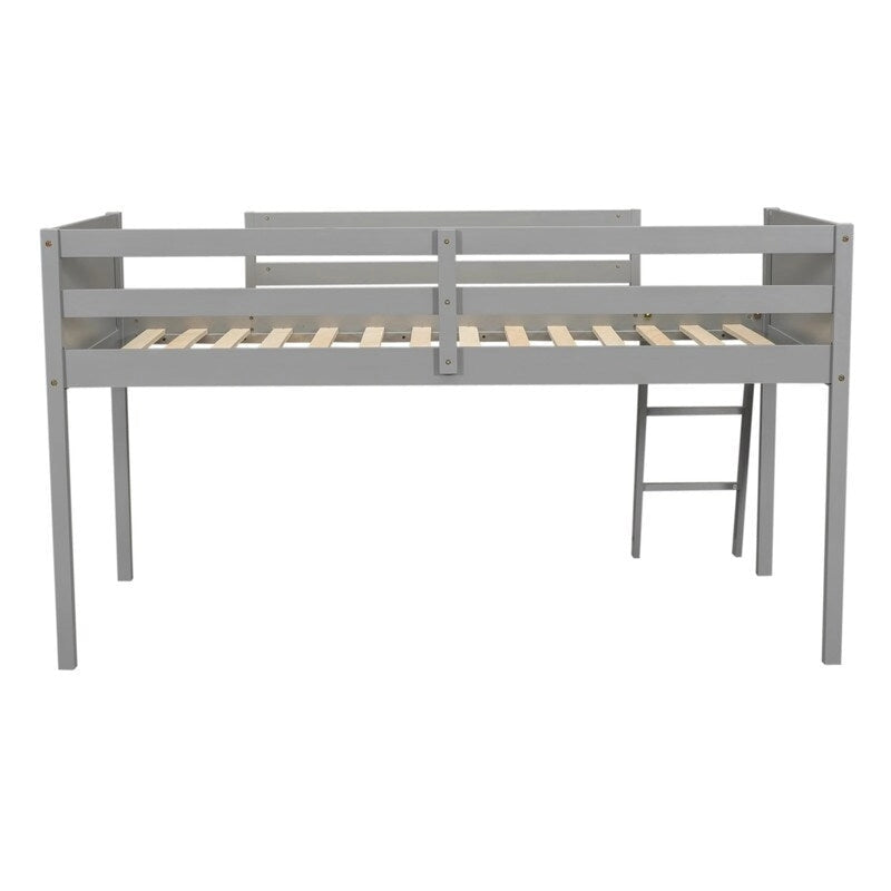 Low Loft Bed with Convertible Ladder