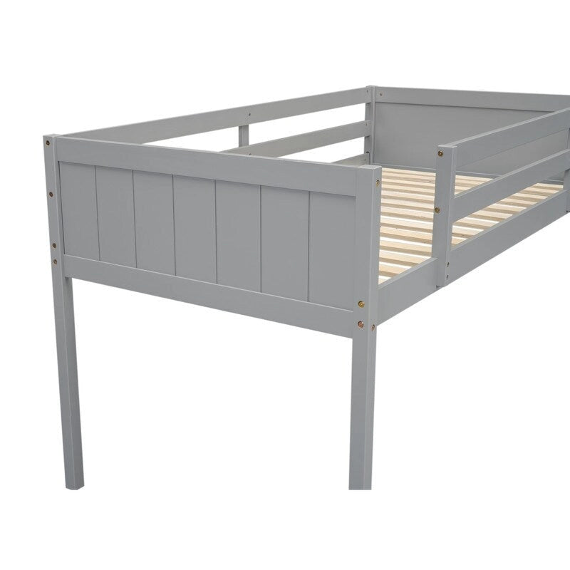 Low Loft Bed with Convertible Ladder