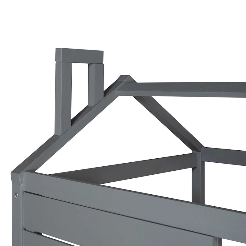 House Bed with Trundle, Roof & Windows