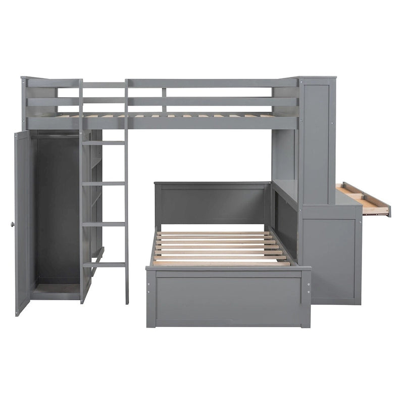 Lit mezzanine avec lit une place indépendant, bureau et armoire