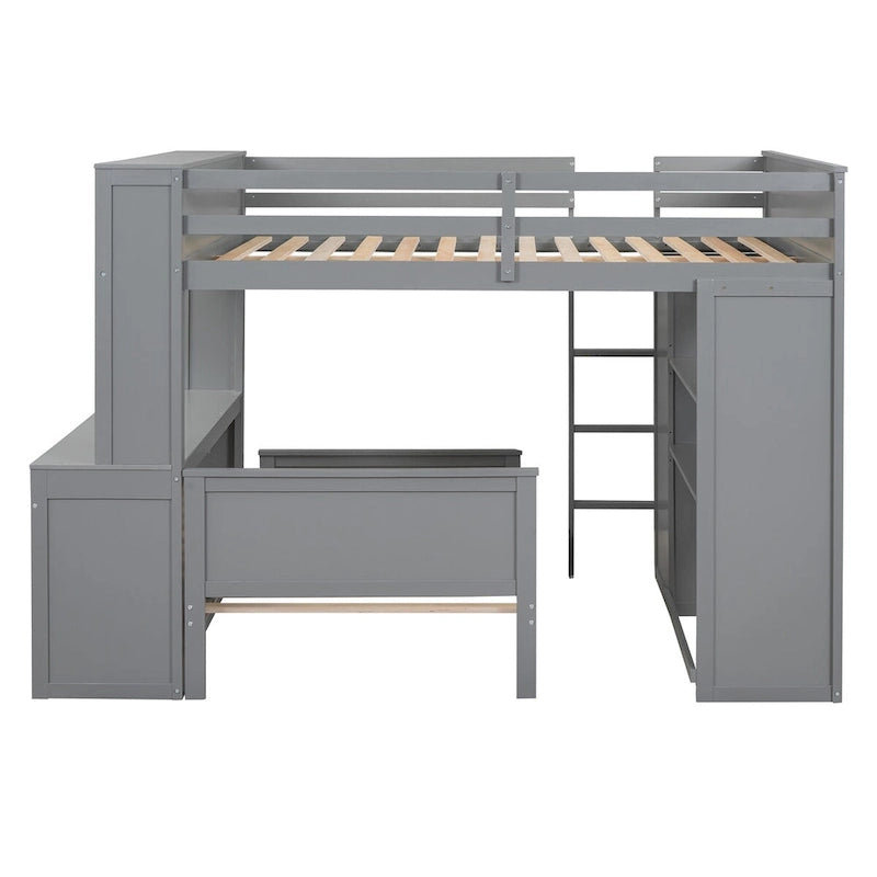 Lit mezzanine avec lit une place indépendant, bureau et armoire