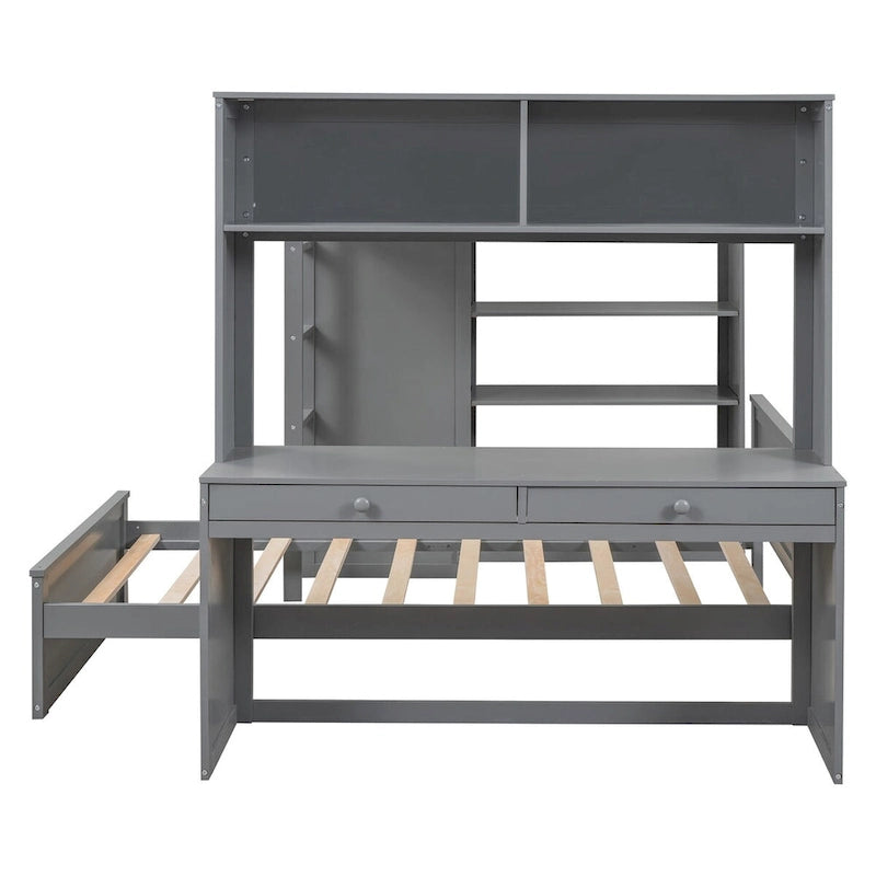 Lit mezzanine avec lit une place indépendant, bureau et armoire