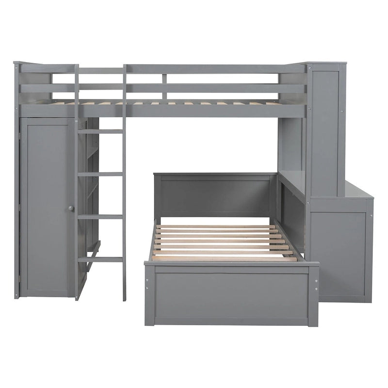 Lit mezzanine avec lit une place indépendant, bureau et armoire