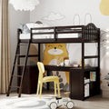 Twin Loft Bed with Drawers, Cabinet, Shelves & Desk