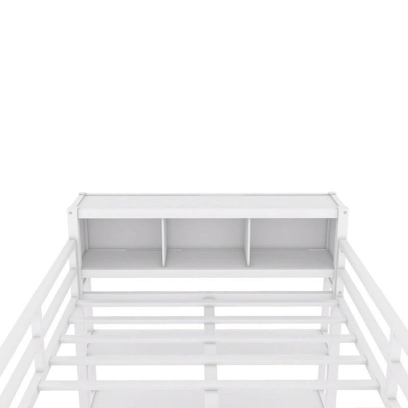 Lit mezzanine métallique avec bureau en L et armoire