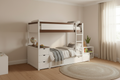 Wide-angle bunk bed room view