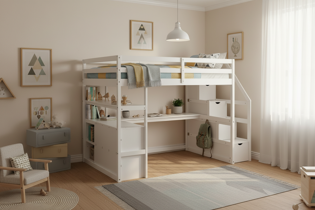 Wide angle loft bed room view